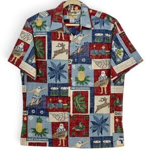 Reyn Spooner Mele Kalikimaka Shirt Sz L Aloha Hawaiian Christmas Y2K 2001 USA